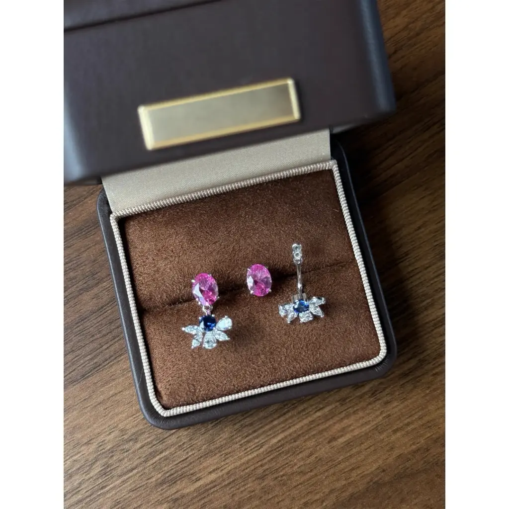 Boucles d'oreilles Entre océan et rose